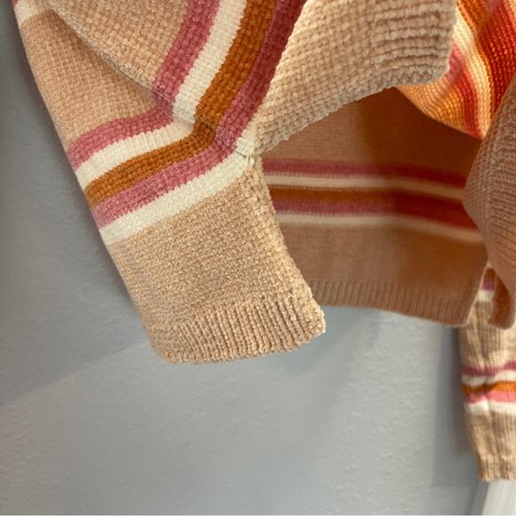 L*SPACE Striped Chenille Sweater Sun Seeker Sweater Snow Lotus Small - Picture 6 of 9